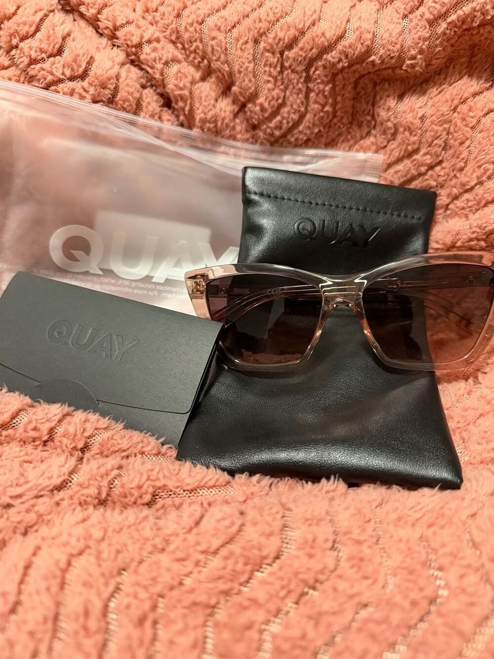 Quay Australia Set In Stone Cat Eye Sunglasses Pink Brown Gradient